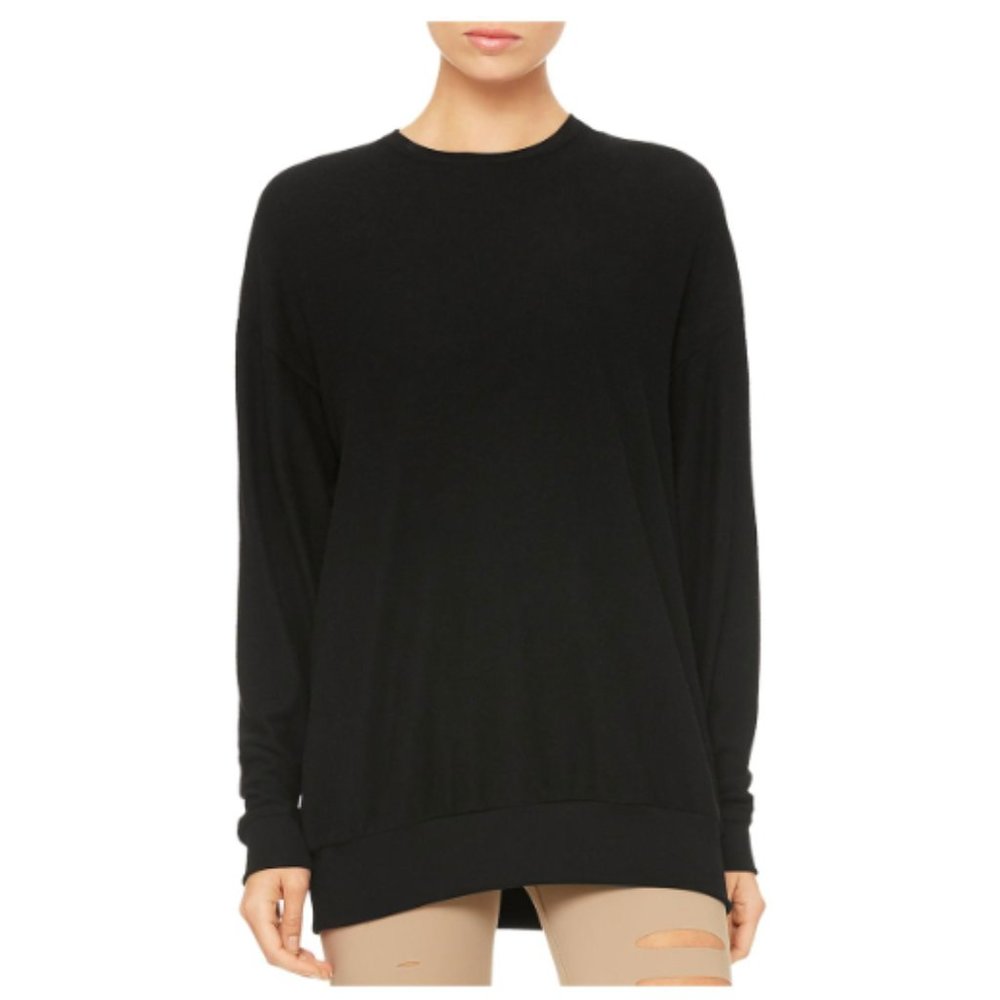 ALO Black Soho Pullover Tunic Sweater